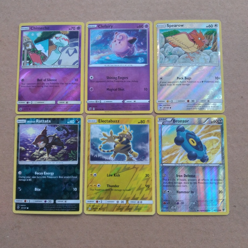 Pokemon Reverse Holo 6 Card Lot.